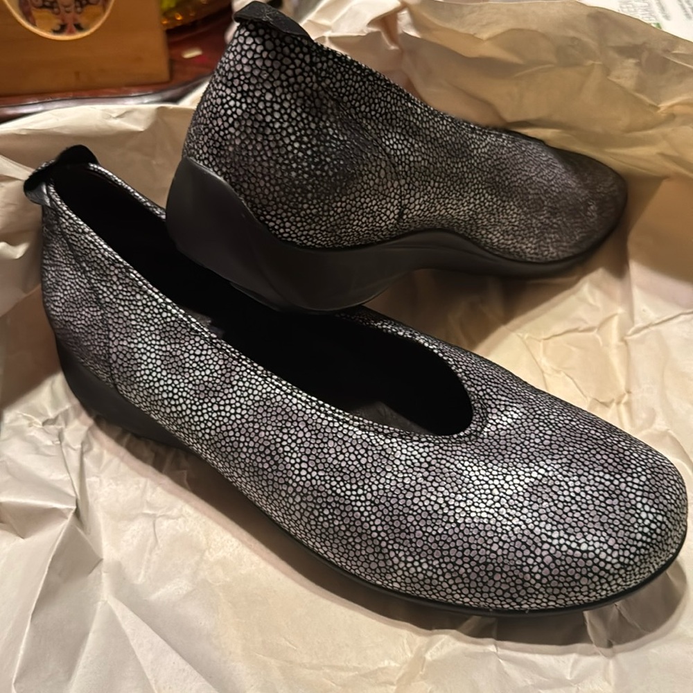 Wolky Metallic Animal Print Leather Ballet Flat